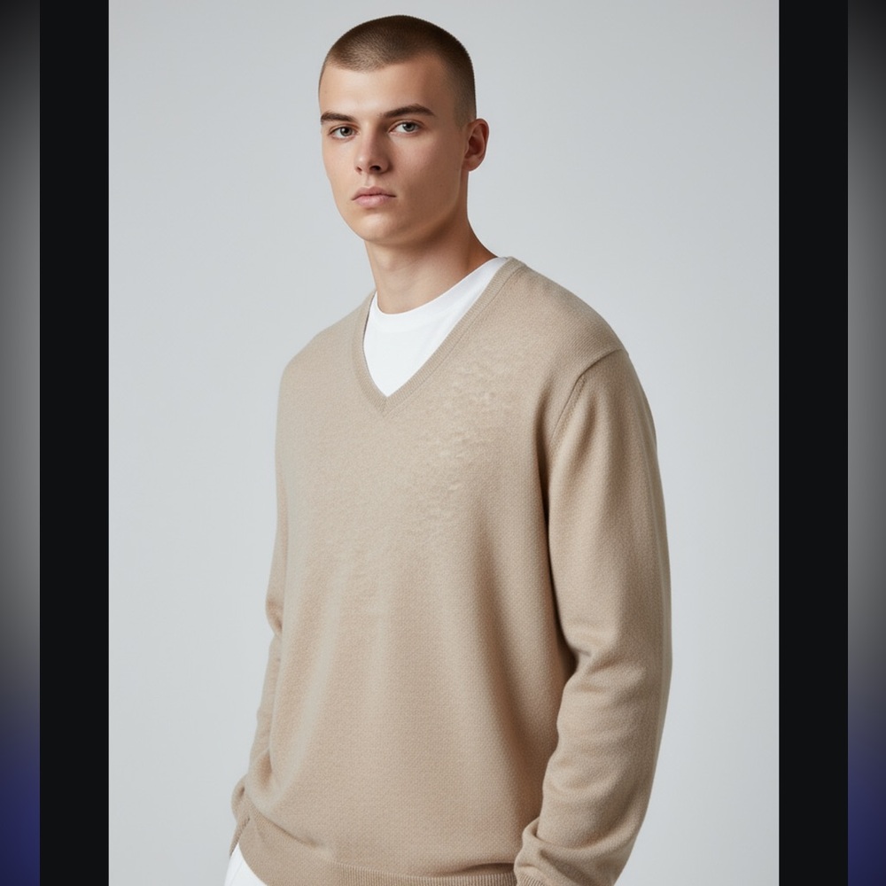 NAADAM Men's V-Neck Sweater - Beige